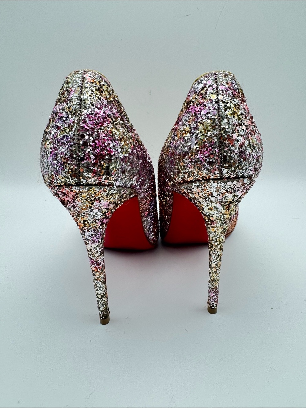 Christian Louboutin Pigalle Follies 100 Glitter Pumps Rosette Gold EU 36.5 - Picture 4 of 9